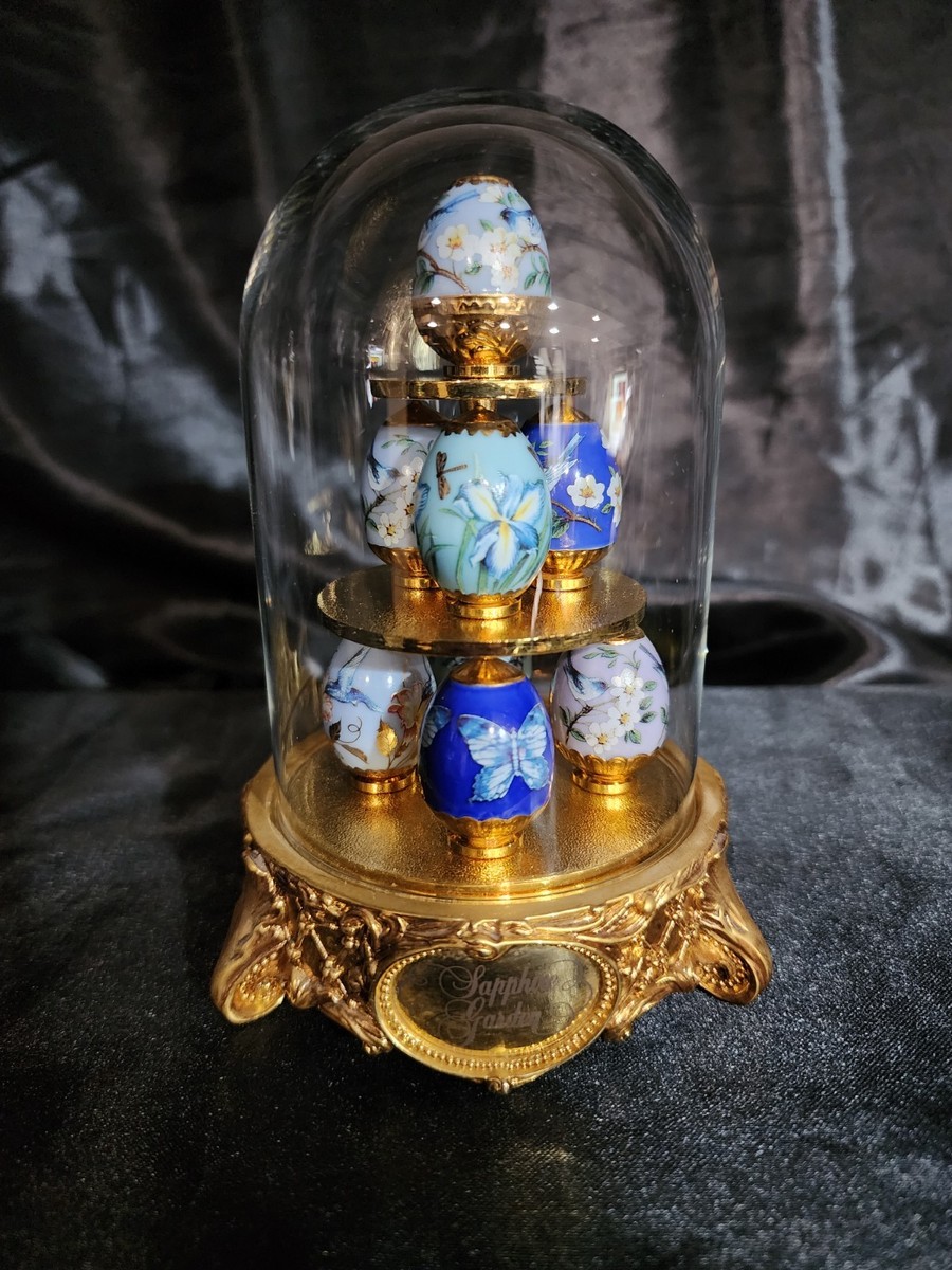 Sapphire Garden House Of Faberge Hand Painted 8 Mini Eggs Franklin