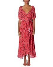 Carolina Herrera Flutter Sleeve Wrap Midi Dress Women's