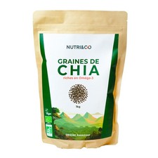 Graines de Chia BIO 1kg - Riche en Oméga 3, Source de Fibres et Protéines