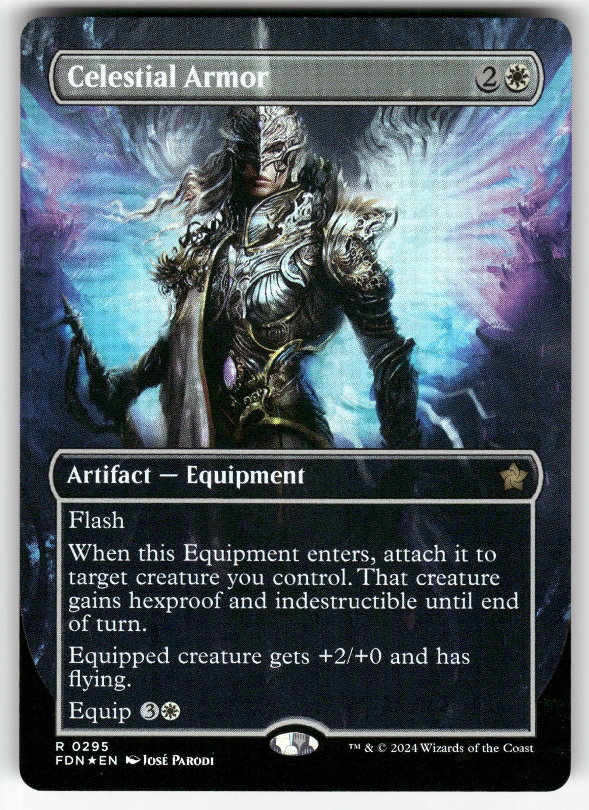 Celestial Armor (FOIL + Borderless) 295 Rare Foundations Magic: The Gathering NM