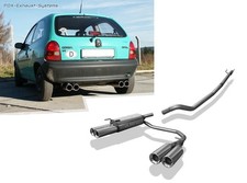  Edelstahl Duplex Racing-Komplettanlage ab Kat Opel Corsa B 2x80mm+Absorber