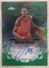 TYRESE MAXEY 2025-26 Topps Chrome Chromographs Green On Card Auto  /99 76ers
