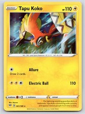 2020 POKEMON DARKNESS ABLAZE TAPU KOKO 061/189 HOLO R NM A99280 FREE S&H
