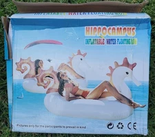 Seahorse Approx 4 X 6 Ft Swimming Ring Adult Pool Float Bed Inflatable Mattress 