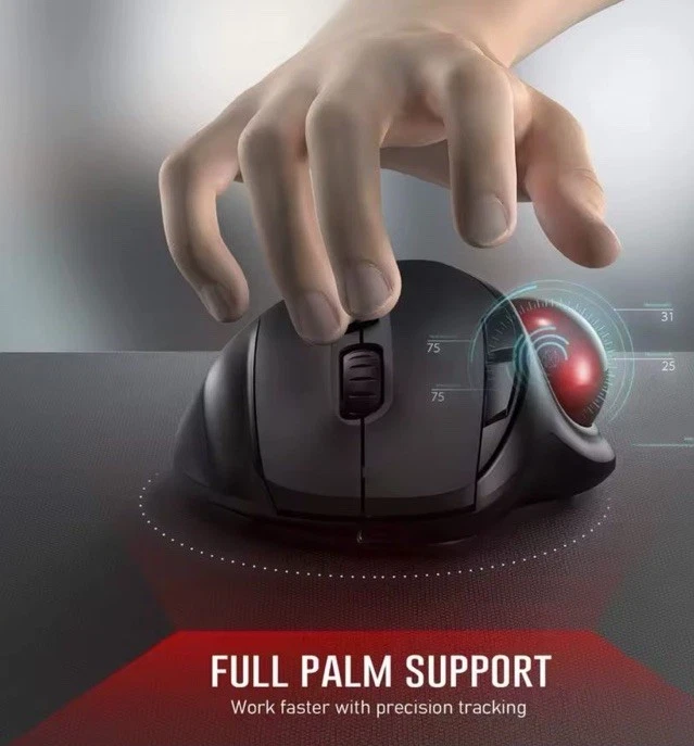 Trackball Wireless Mouse Rechargeable Bluetooth 2.4G USB Mouse Ergonomic Mice fo - Image 2 of 4