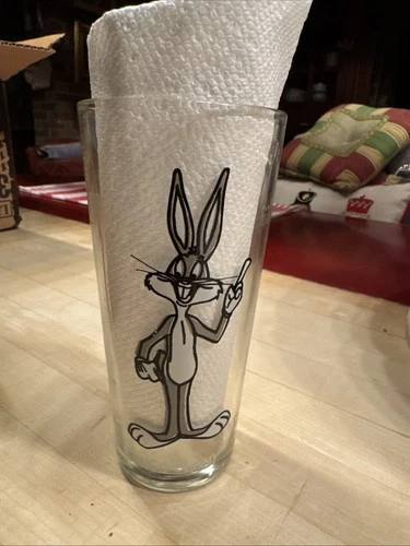 Vintage 1973 Pepsi Bugs Bunny Looney Tunes FEDERAL Thin Glass – White Letters