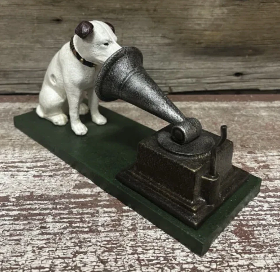 Cast Iron Nipper Dog Figurine on Green Base, Rogers Foundry, Birmingham - Image 4 of 4