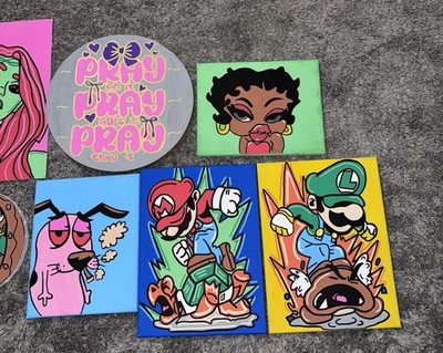 Super Mario Art Prints Mario Luigi Betty Boop Courage the Cowardly Dog