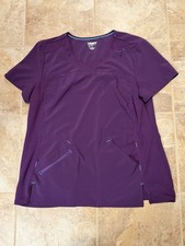USED SCRUBSTAR Performance 4-Pocket Women's Eggplant Scrub Top Size Large