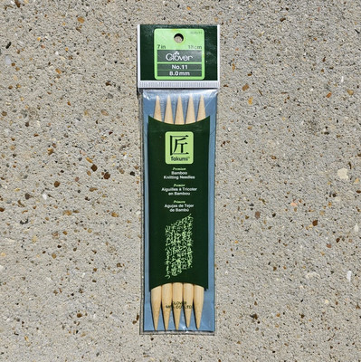 Clover Takumi Bamboo Double Point Knitting Needles 7'' 5/Pkg-Size 11/8mm, 3015-11