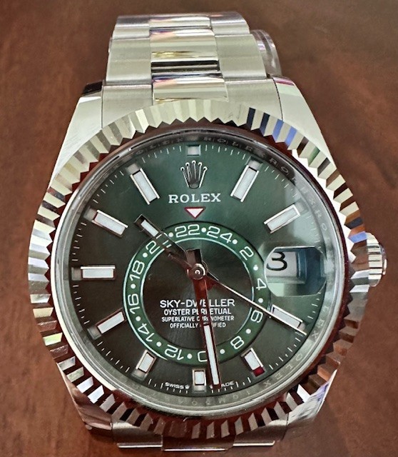 Rolex Sky Dweller 336934 Mint Green Dial Oyster Bracelet Full Set Box Papers