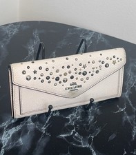 COACH STAR RIVETS CROSSGRAIN LEATHER ENVELOPE WALLET 59511 —AUTHENTIC—