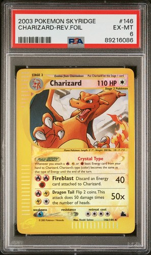 2003 POKEMON SKYRIDGE #146 CHARIZARD-REVERSE FOIL PSA 6