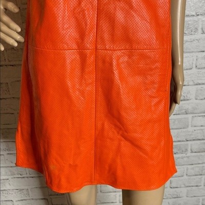 vince orange leather dress Vince perforated leather orange mini dress xs