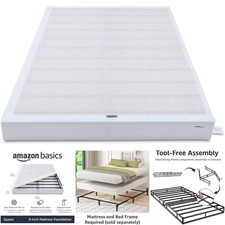 Smart Box Spring Bed Base 9 Inch Queen Mattress Foundation White Tool-Free