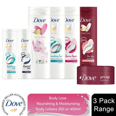 Dove Body Love Pflegende und feuchtigkeitsspendende Bodylotion 3er Pack, 250ml oder 400ml