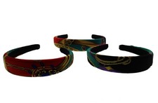 Set of 3 1980s Retro Multicolour Vintage Print Alicebands/ Hair Bands