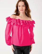 NWT Lilly Pulitzer Analea Off-the-Shoulder Top in Sun Shell Pink, Choose Size