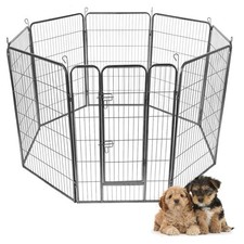 Heavy Duty Metal Dog Playpen - 48 Inch Secure Fence with Double Latch Door