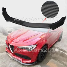 For Alfa Romeo Giulia Carbon Look Front Bumper Lip Splitter Chin Spoiler Set