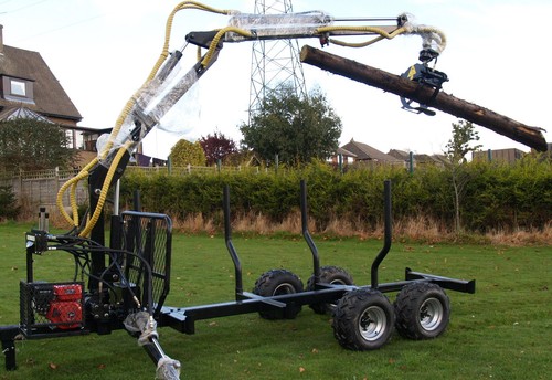 Log trailer with crane