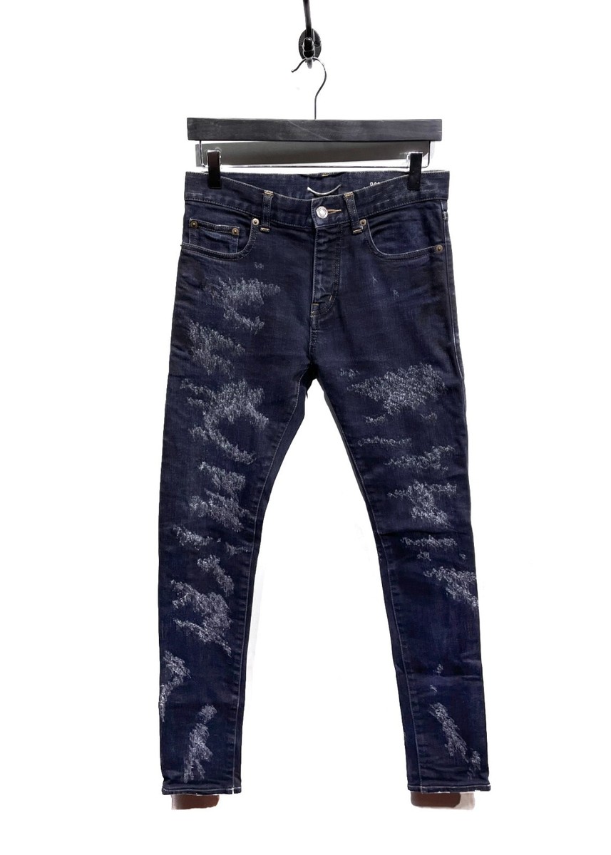 Saint Laurent D02 lw ダメージデニム Saint Laurent FW13 D02 Washed Blue Waxed Destroyed Skinny