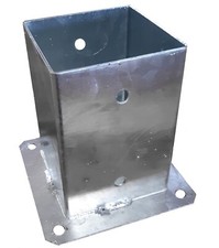 Post Fence Foot Base Support Bolt Down Square Bracket Galvanised 4x4in 101x101mm