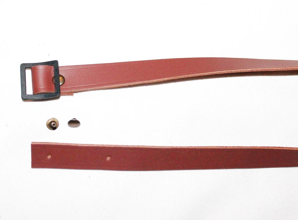 Jugulaire casque de Sapeur-Pompier modèle 1933 cuir brun, repro. - Photo 4/4