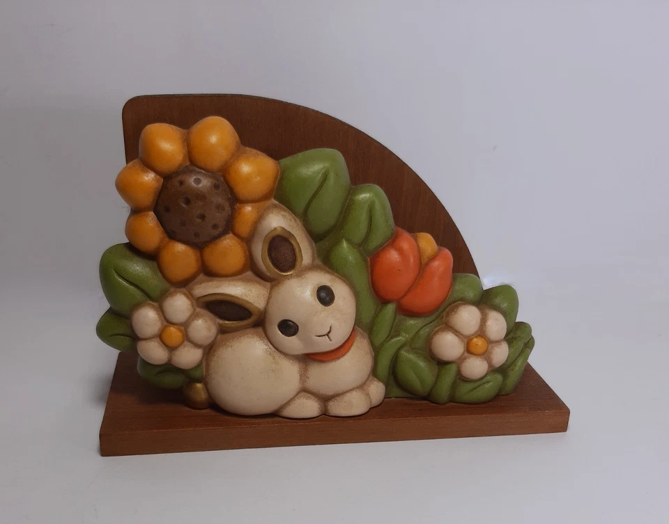 Portatovaglioli THUN Coniglio Fiori Raro Fuori Produzione cm 18 Porta Tovaglioli - Immagine 2 di 4