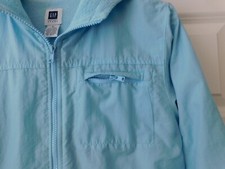 Girls Size XL Fleece Lined Hooded Zip Parka Jacket Light Blue 3 Zip Pockets GAP