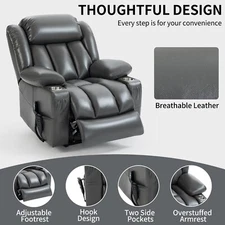 350LBS Lay Flat Heat Massage Power Lift Recliner Chair Elderly Reclining Sofa