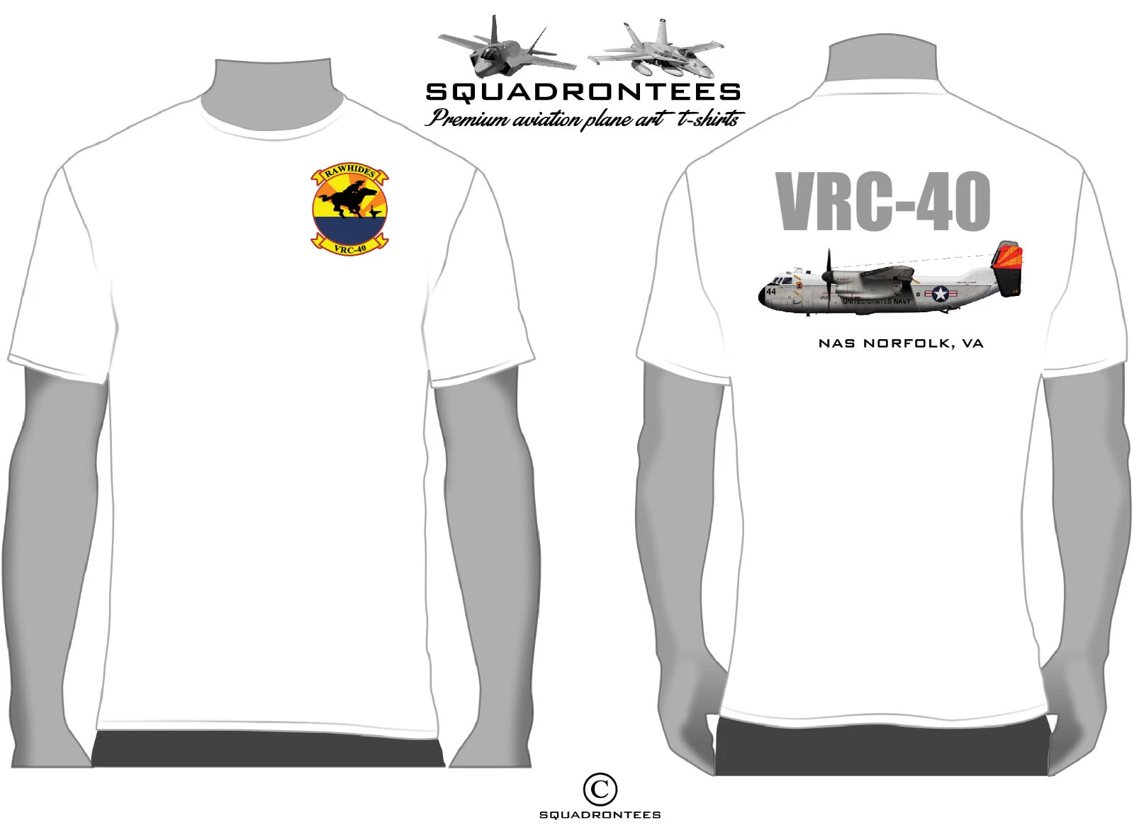 VRC-40 Rawhides C-2A Squadron T-Shirt, USN Licensed T-Shirt