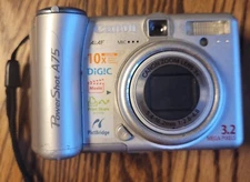 Canon PowerShot A75 3.2MP Digital Camera - Silver - PARTS Battery Corrosion 