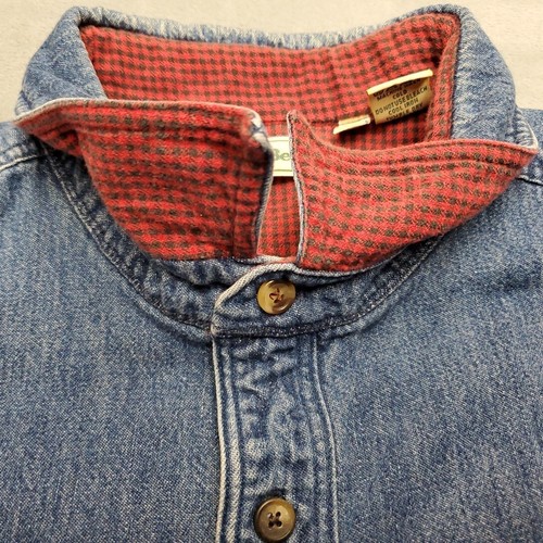 LL Bean Shirt Mens XXL Tall Denim Flannel Lined Shacket Made in USA - Picture 5 of 11