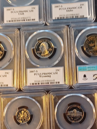 2007s set of pcgs pr69 dcam 1c,5c,10c, 5 state 25c, 50c,$1 coins w/ case - Picture 12 of 24