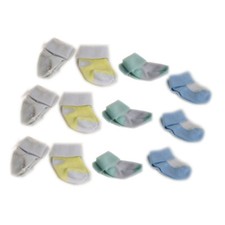 12 PAIR Infant Baby 0-6 month Socks Boys Blue, White, Yellow, Green 80013