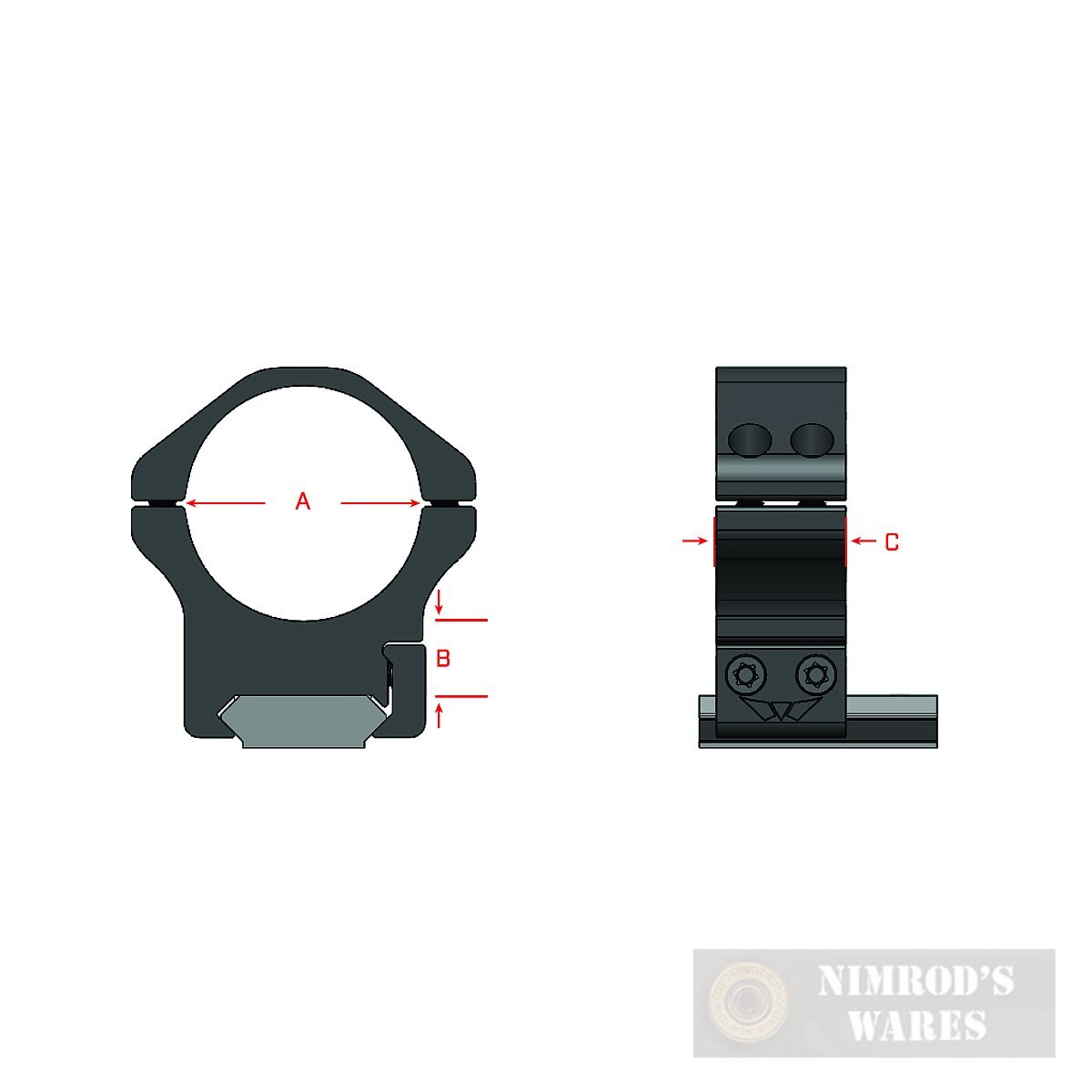 Warne MAXIMA Horizontal Scope Rings 30mm Medium Matte 514M FAST