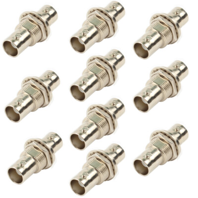 Pack Lot 10pcs BNC FEMALE to FEMALE Coupler Panel Mount Connector Joiner Adapter