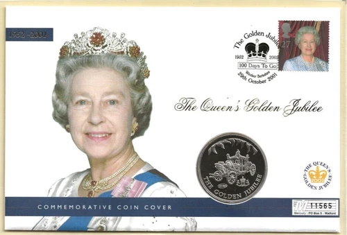 GB 2002 QEII Golden Jubilee Falklands Island 50p coin cover PNC FDC Windsor H/S
