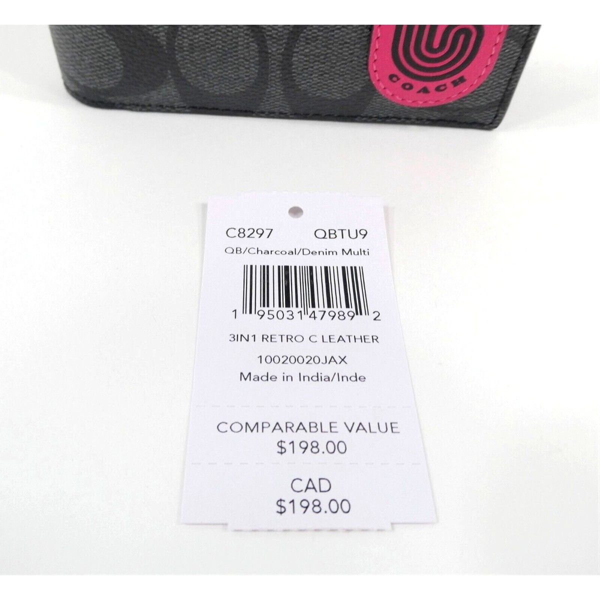 Coach Signature Charcoal Denim Multi Retro C 3in1 Wallet NWT Coach Signature Charcoal Denim Multi Retro C 3in1 Wallet NWT