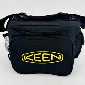 Keen Branded Can Cooler Insulated Black Zip Close Lunch Bag with Shoulder Strap