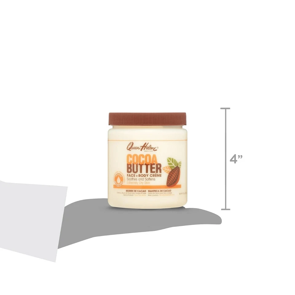 Crema de manteca de cacao Queen Helene loción facial y corporal para piel seca, 15 oz Foto 4 de 4