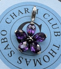 Funkelnder Thomas Sabo Lila Kristall Blume Charm Anhänger