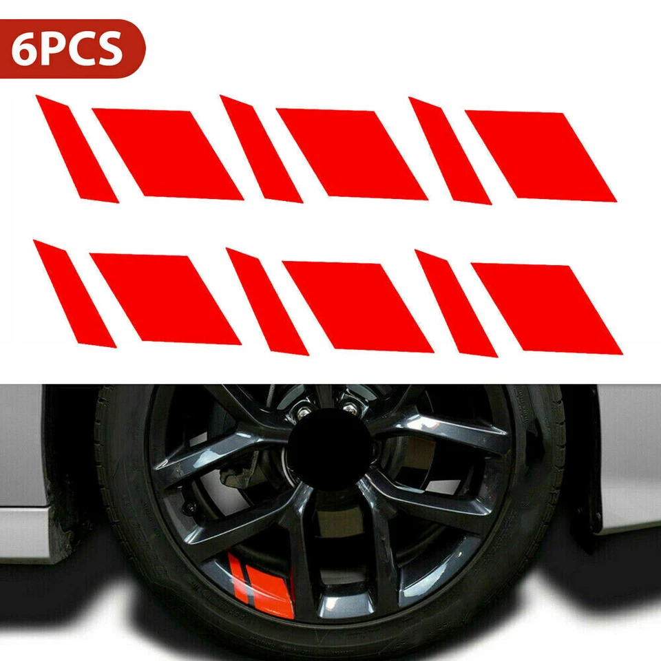 6 PIEZAS Calcomanía Adhesiva de Vinilo para Llanta de Coche Reflectante Accesorios Rojo para 18"-21" Foto 2 de 4