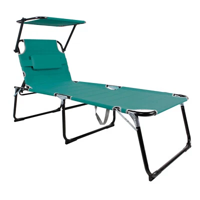 MOJAWO XXL Sonnenliege Gartenliege Liege Aluminium Dach Aqua klappbar L200xB70cm