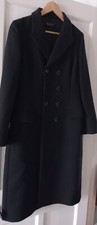 Luisa Spagnoli Classic Black Double-breasted Coat Pure Wool Lined Size M