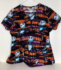 Disney Halloween Scrub Top L Large Nightmare Before Christmas Jack Skellington