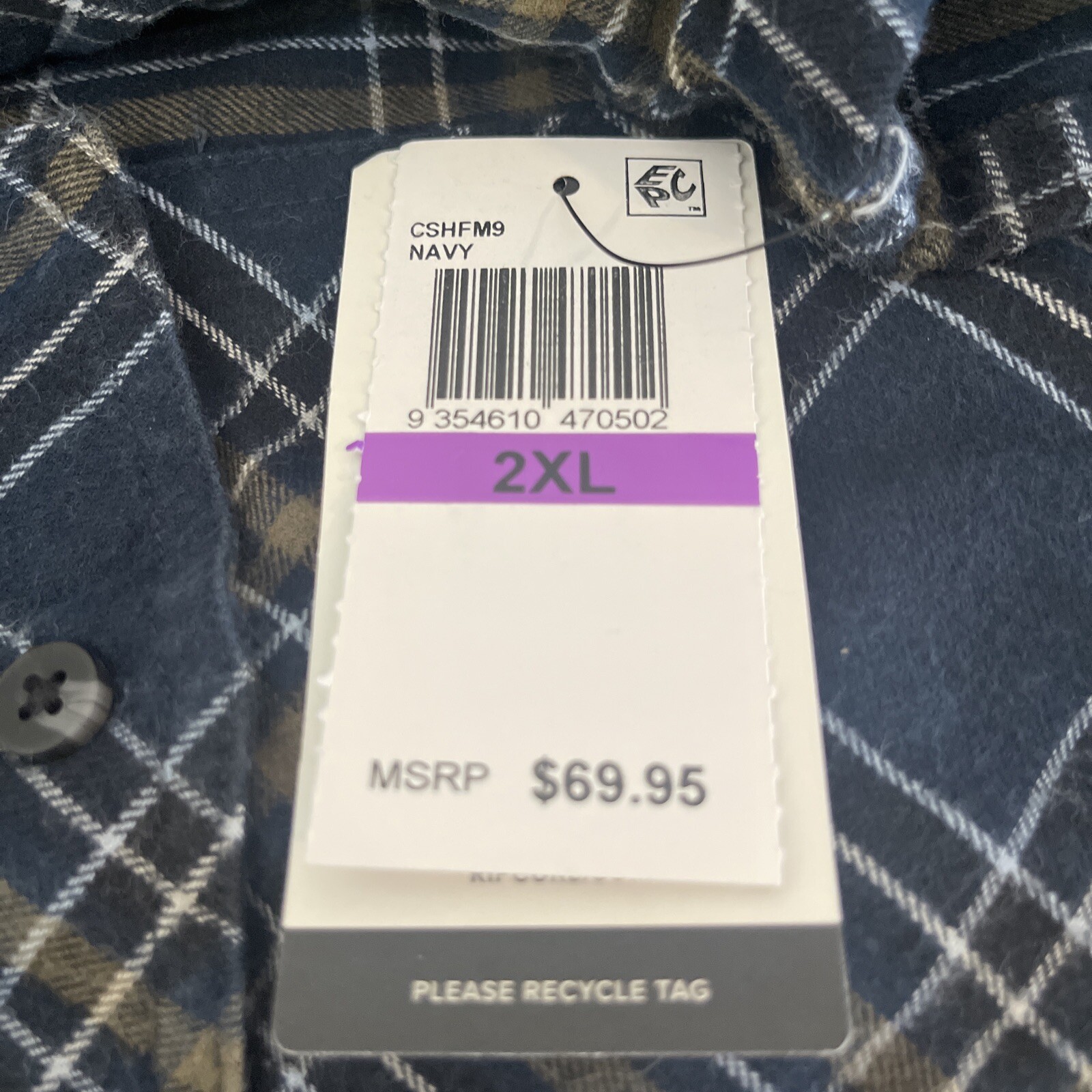NWT Rip Curl Ranchero Flannel Shirt Navy Size 2XL