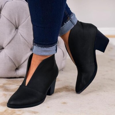 NEW Women's Split Front Slip On Wedge Ankle Boots Shoes Free Shipping