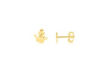 14K YELLOW GOLD CROWN STUD EARRINGS